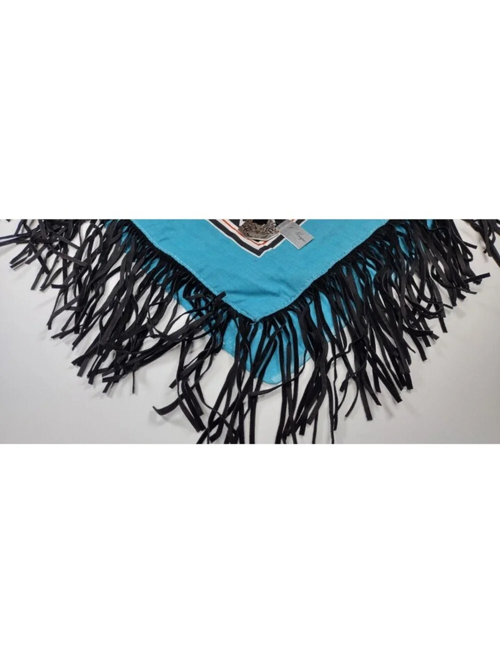 Vintage Fringe Tepee Scarf Bandana L' Unique By Beads Southwest Bandanna RN15582